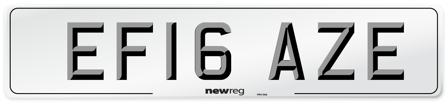 EF16 AZE Number Plate from New Reg